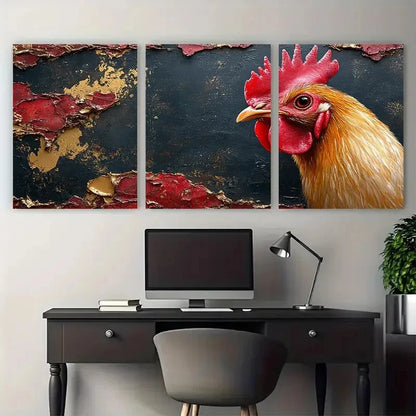 3pcs Rustic Realistic Chicken Vibrant Farm Animal Metal Print Ready to Hang Art - Bella Home Decor