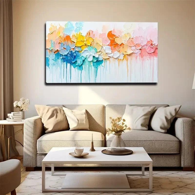 Colorful Drip Watercolour  Wall Art Canvas Office Home Room Framed 120x60cm