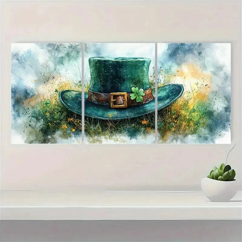 3pcs St, Patricks Day Watercolor Print Metal Print Ready to Hang Art - Bella Home Decor