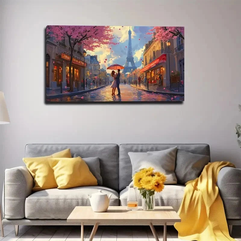 Couple Under Cherry Blossoms Wall Art Canvas Office Home Room Framed 120x60cm