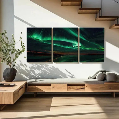 3pcs Aurora Nordic Natural Landscape Wall Art Set Canvas Framed 50x70cm - High Quality Print 100% Australian Made Wall Canvas Ready to Hang - Bella Home Decor