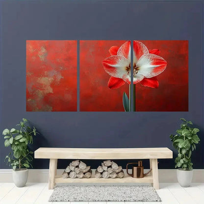 3pcs Amaryllis Flower Art Nature Metal Print Ready to Hang Art - Bella Home Decor