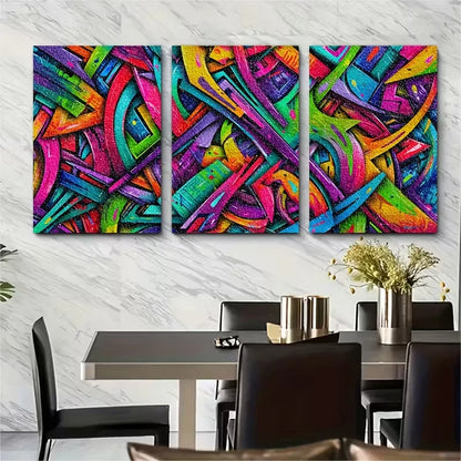 3pcs Street Art Graffiti Metal Print Ready to Hang Art