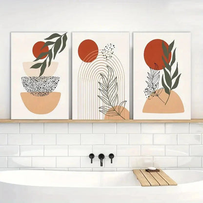 3pcs Vibrant Abstract Geometric Designs Set Metal Print Ready to Hang Art - Bella Home Decor
