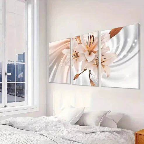 3pcs Lily Wall Art Botanical Wall Art Set Canvas Unframed - High Quality Print 100% Australian Made Wall Canvas