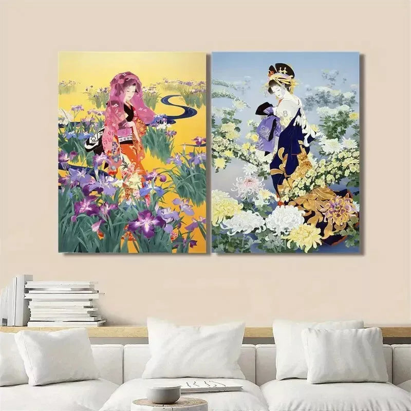 2pcs Plants And Flowers, Natural Landscape, Japanese Art Canvas Framed 50x75cm - High Quality Print 100% Australian Made Wall Canvas Ready to Hang - Bella Home Decor