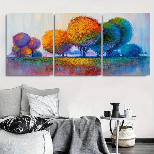 3pcs Vibrant Abstract Tree Landscape Wall Art Canvas Unframed - High Quality Print 100% Australian Made Wall Canvas