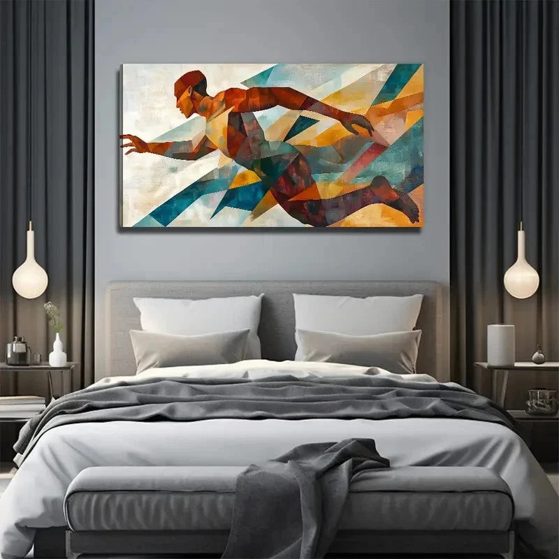 Modern Abstract Running For Man Wall Art Canvas Office Home Room Framed 120x60cm