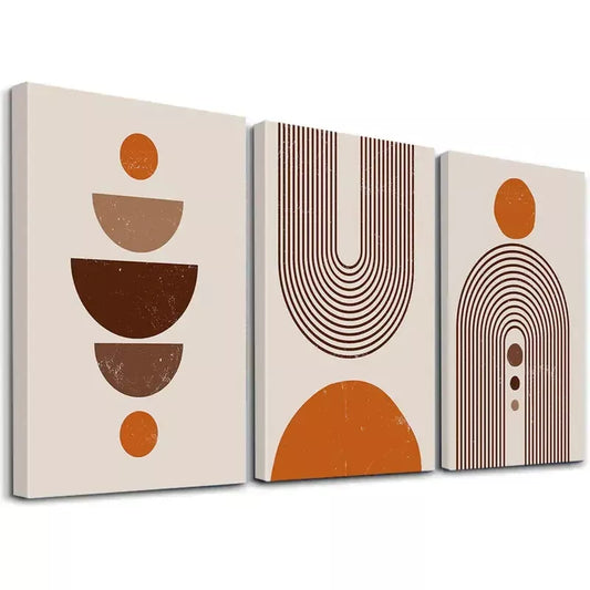 3pcsMinimalist Geometric Wall Art Set Canvas Framed 50x70cm - High Quality Print 100% Australian Made Wall Canvas Ready to Hang