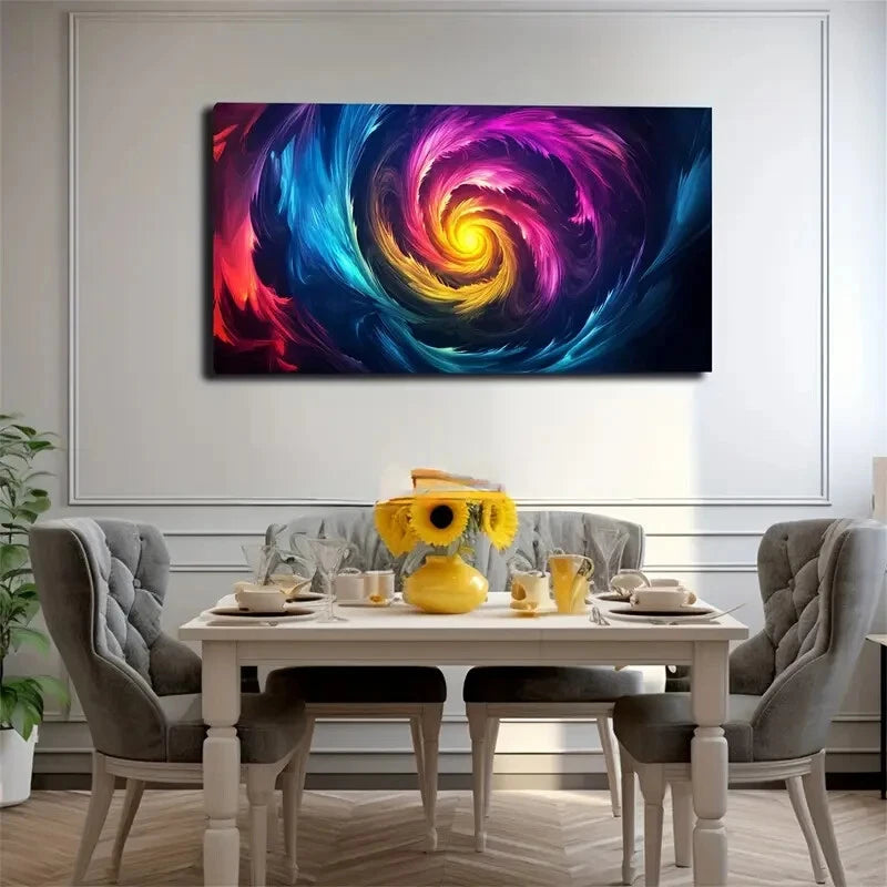 Abstract Swirl Colorful Vortex Wall Art Canvas Office Home Room Framed 120x60cm - Bella Home Decor