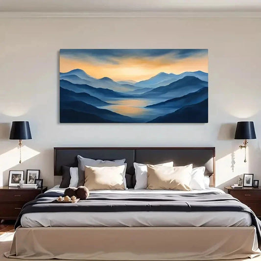 Mountain View Minimalist Lands Wall Art Canvas Office Home Room Framed 120x60cm