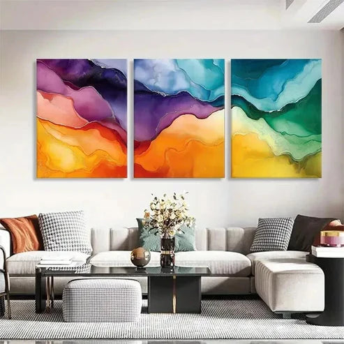 3pcs Colorful and Flowing Design Vibrant Perfect Wall Art Canvas Unframed - High Quality Print 100% Australian Made Wall Canvas - Bella Home Decor