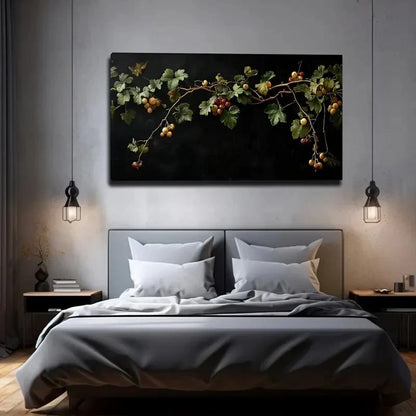 Vibrant Green Leaves Branch Wall Art Canvas Office Home Room Framed 120x60cm