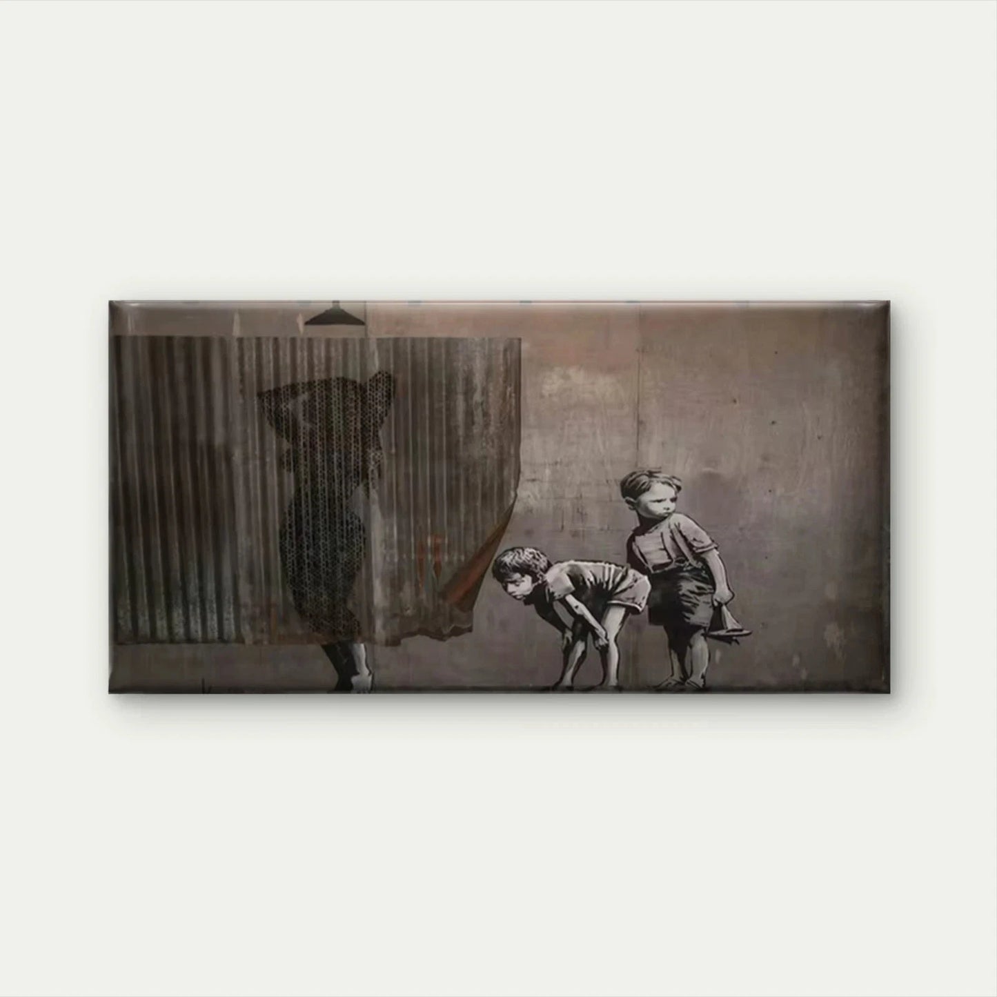 Curious Children Peeking Wall Art Canvas Office Home Room Framed 120x60cm