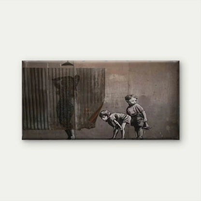 Curious Children Peeking Wall Art Canvas Office Home Room Framed 120x60cm