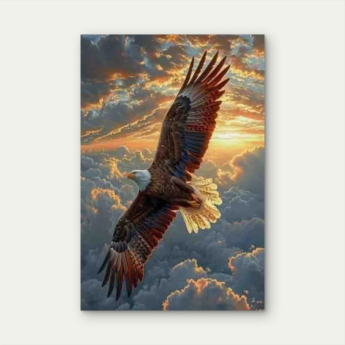 Eagle Soaring at Sunset Sky Metal Print Ready to Hang