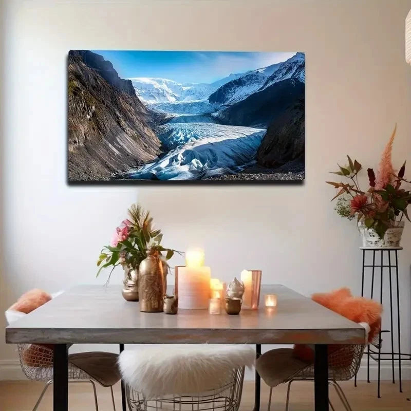 Thick Glaciers New Zealand Wall Art Canvas Office Home Room Framed 120x60cm