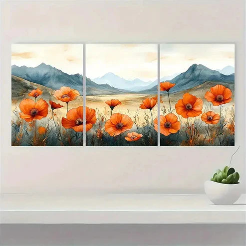 3pcs Wildflowers Arizona Blooming Desert Wall Art Canvas Unframed - High Quality Print 100% Australian Made Wall Canvas