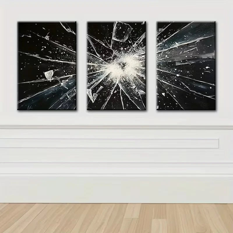 3pcs Broken Glass Design Wall Art Set Canvas Framed 60x90cm - High Quality Print 100% Australian Made Wall Canvas Ready to Hang - Bella Home Decor