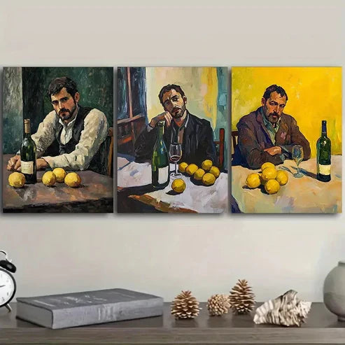 3pcs Drunk man Wall Art Set Canvas Unframed - High Quality Print 100% Australian Made Wall Canvas - Bella Home Decor