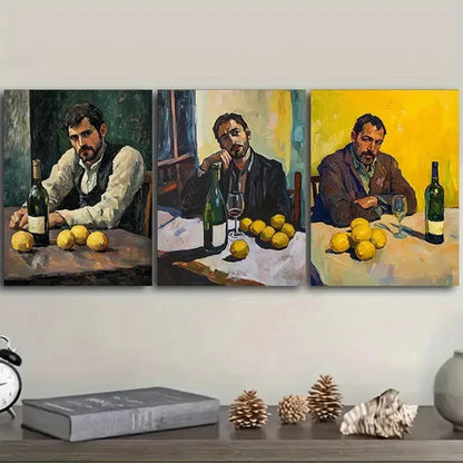 3pcs Drunk man Wall Art Set Canvas Unframed - High Quality Print 100% Australian Made Wall Canvas - Bella Home Decor