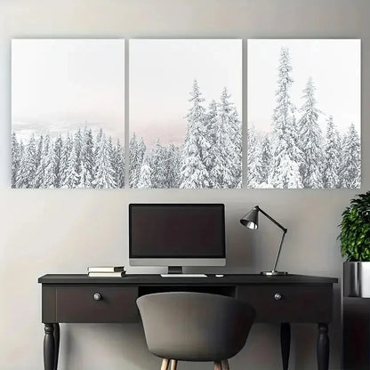 3pcs Snowy Trees Art Wall Art Metal Print Ready to Hang Art