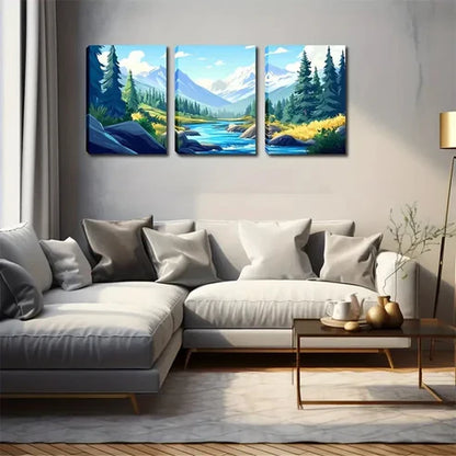 3pcs Pine Wood Landscape Wall Art Canvas Unframed - High Quality Print 100% Australian Made Wall Canvas