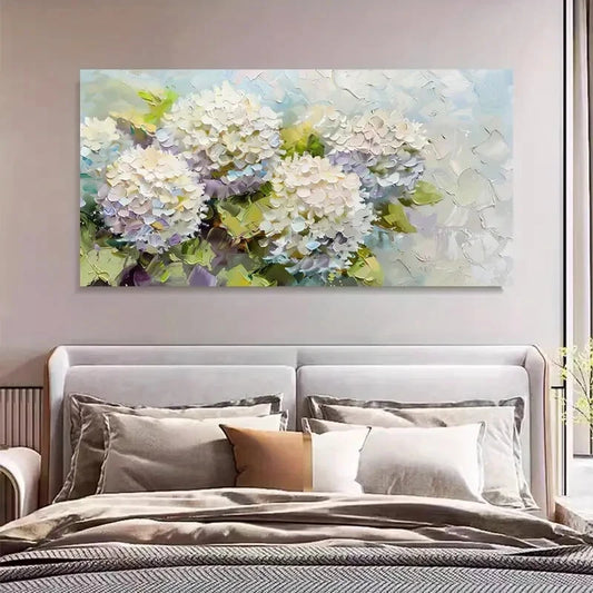 Vibrant Hydrangea Contemporary Wall Art Canvas Office Home Room Framed 120x60cm