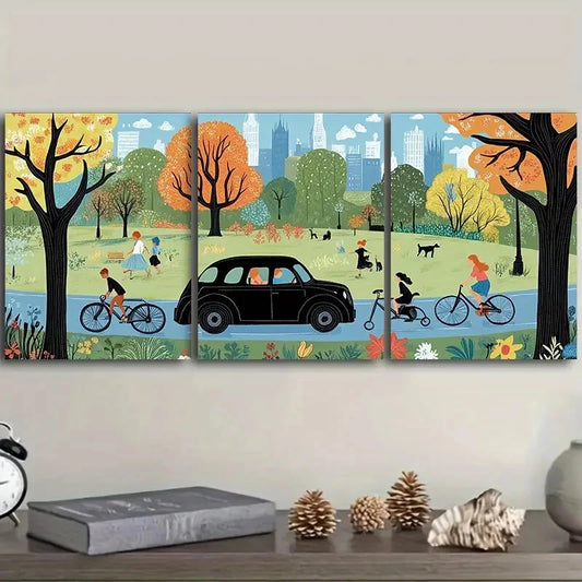 3pcs London Taxi Scene Prints Metal Print Ready to Hang Art