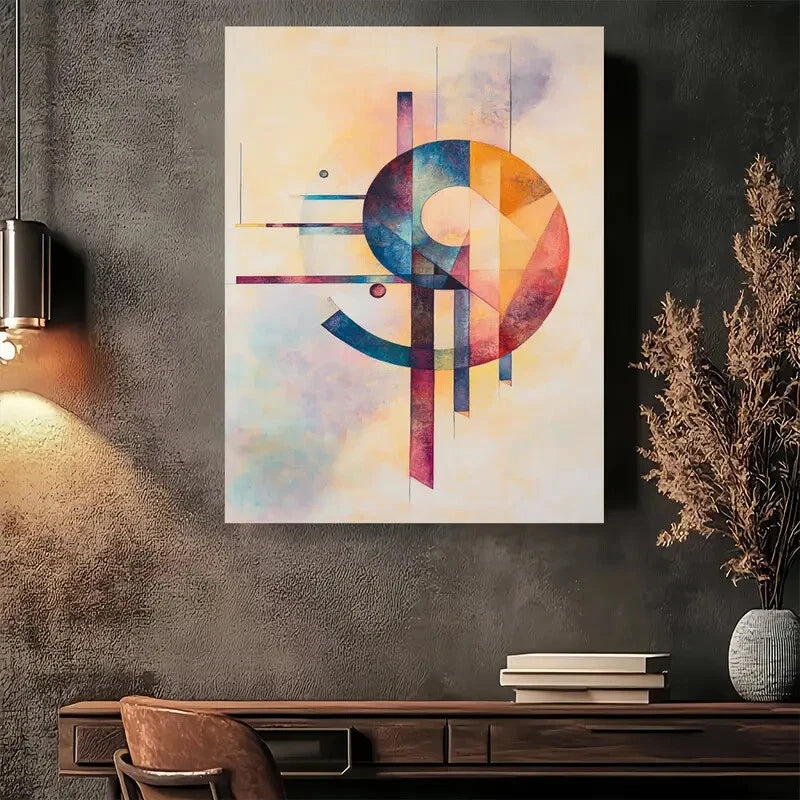 Beautiful Abstract Geometric Shapes Painting 40x60cm Metal Print Ready to Hang - Bella Home Decor