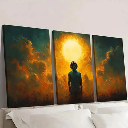 3pcs Sunburst Design Beauty S   Wall Art Set Canvas Framed 50x70cm - High Quality Print 100% Australian Made Wall Canvas Ready to Hang - Bella Home Decor