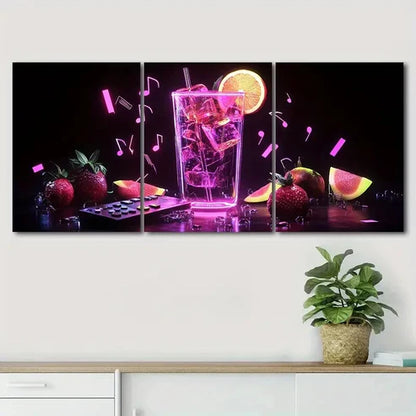 3pcs Vibrant Pink Delicious Colorful Perfect Wall Art Canvas Unframed - High Quality Print 100% Australian Made Wall Canvas