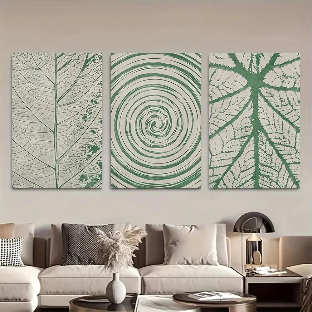 3pcs Sage Green Leaf Botanical Metal Print Ready to Hang Art