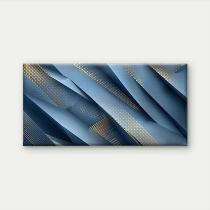 Blue Gold Geometric Wall Art Canvas Office Home Room Framed 120x60cm