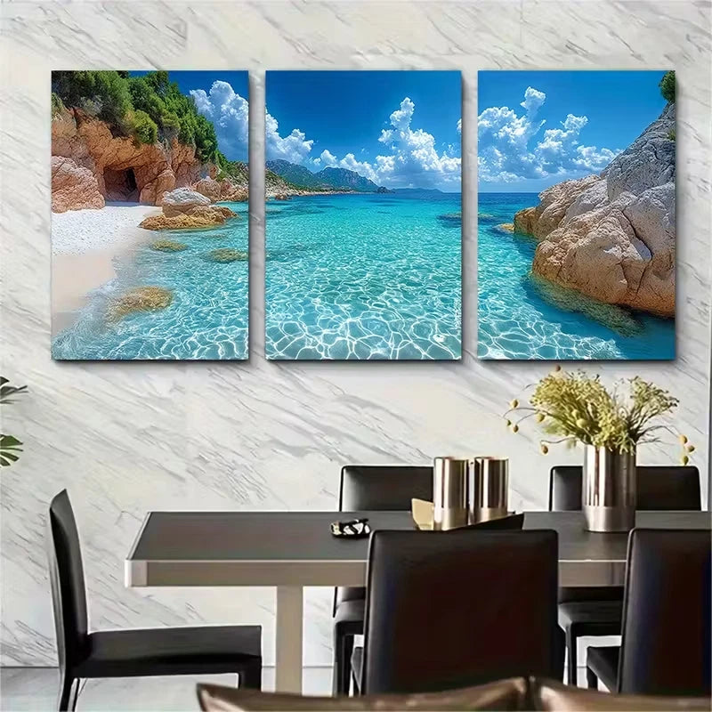 3pcs Cala Goloritze Sardinia Italy Metal Print Ready to Hang Art - Bella Home Decor