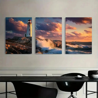 3pcs Lighthouse Sea Coastal Accent Metal Print Ready to Hang Art - Bella Home Decor