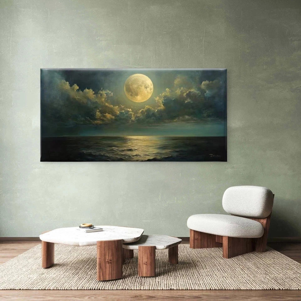 Ocean & Mysterious Clouds Wall Art Canvas Office Home Room Framed 120x60cm
