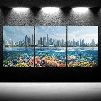 3pcs Ocean City Scene Wall Art Canvas Unframed - High Quality Print 100% Australian Made Wall Canvas