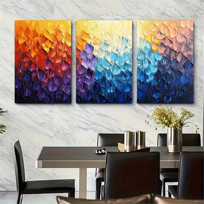 3pcs Large Abstract Textured Metal Print Ready to Hang Art