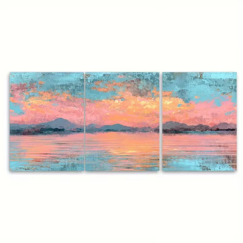 3pcs Claude Monet Impression Sunrise Metal Print Ready to Hang Art - Bella Home Decor