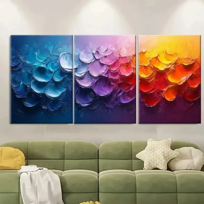 3pcs Colorful Painting Large RI   Wall Art Set Canvas Framed 60x90cm - High Quality Print 100% Australian Made Wall Canvas Ready to Hang - Bella Home Decor