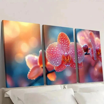 3pcs Orchid Print Flower Art Nature  Wall Art Canvas Unframed - High Quality Print 100% Australian Made Wall Canvas - Bella Home Decor