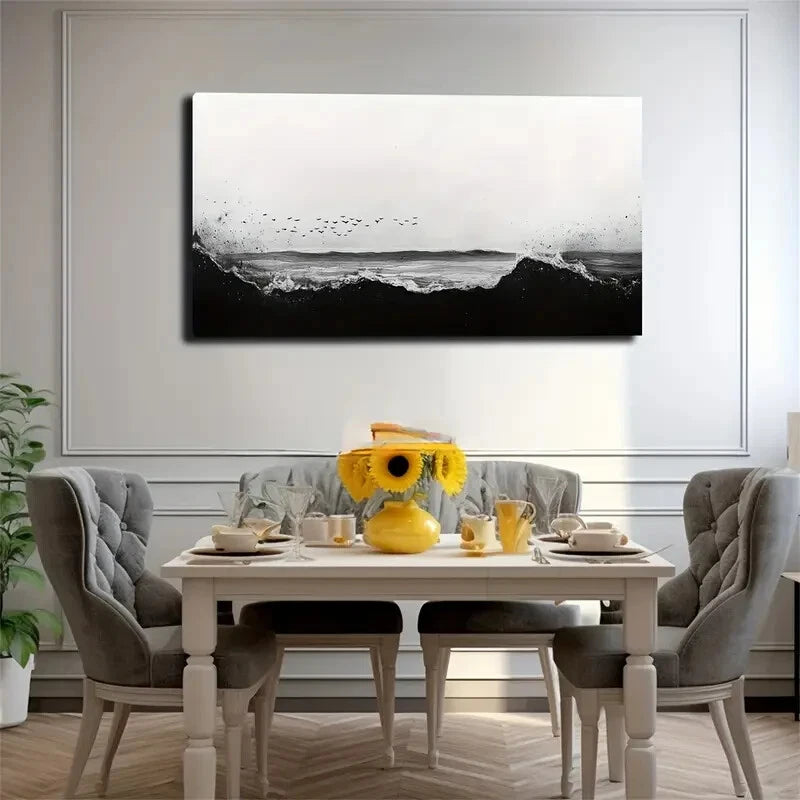 Dynamic Seascape Birds Soaring Wall Art Canvas Office Home Room Framed 120x60cm - Bella Home Decor