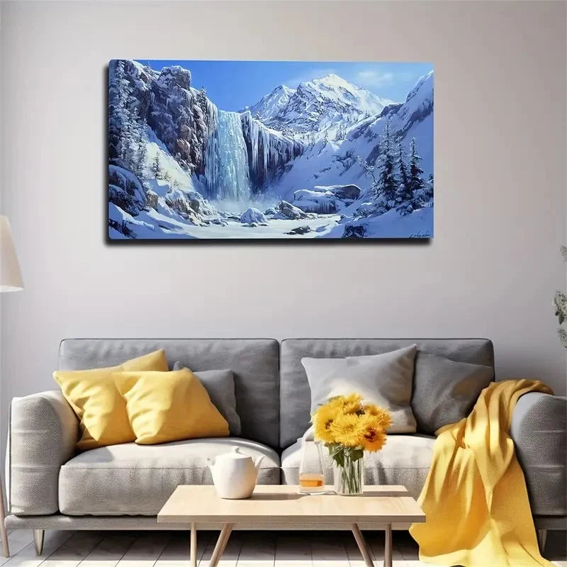Snowy Mountain Landscape Wall Art Canvas Office Home Room Framed 120x60cm