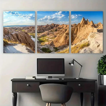 3pcs Badlands National Park Travel Wall Art Canvas Unframed - High Quality Print 100% Australian Made Wall Canvas - Bella Home Decor