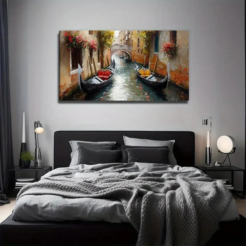 Venice Water City Perfect Wall Art Canvas Office Home Room Framed 120x60cm