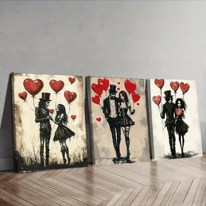 3pcs Gothic Zombie Couples Theme Waterproof Wall Art Set Canvas Unframed - High Quality Print 100% Australian Made Wall Canvas