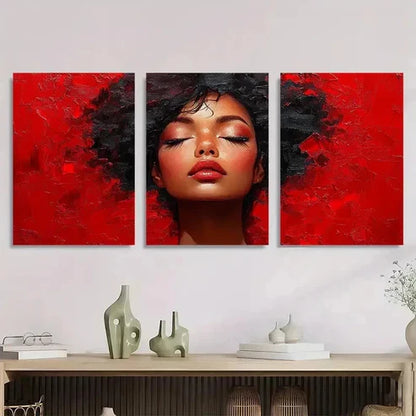 3pcs Red & Black Modern Elegant Wall Art Canvas Unframed - High Quality Print 100% Australian Made Wall Canvas