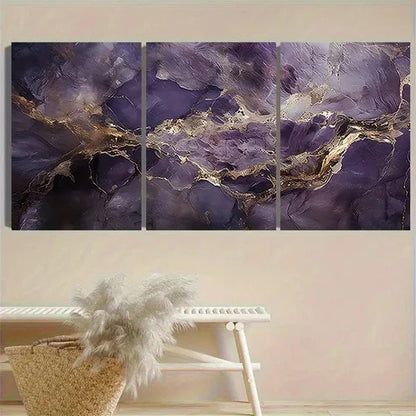 3pcs Purple Agate Slice Decorative Wall Art Canvas Unframed - High Quality Print 100% Australian Made Wall Canvas - Bella Home Decor