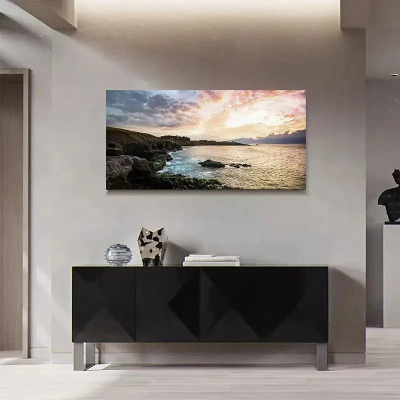Natural Scenic Sea View Lands Wall Art Canvas Office Home Room Framed 120x60cm